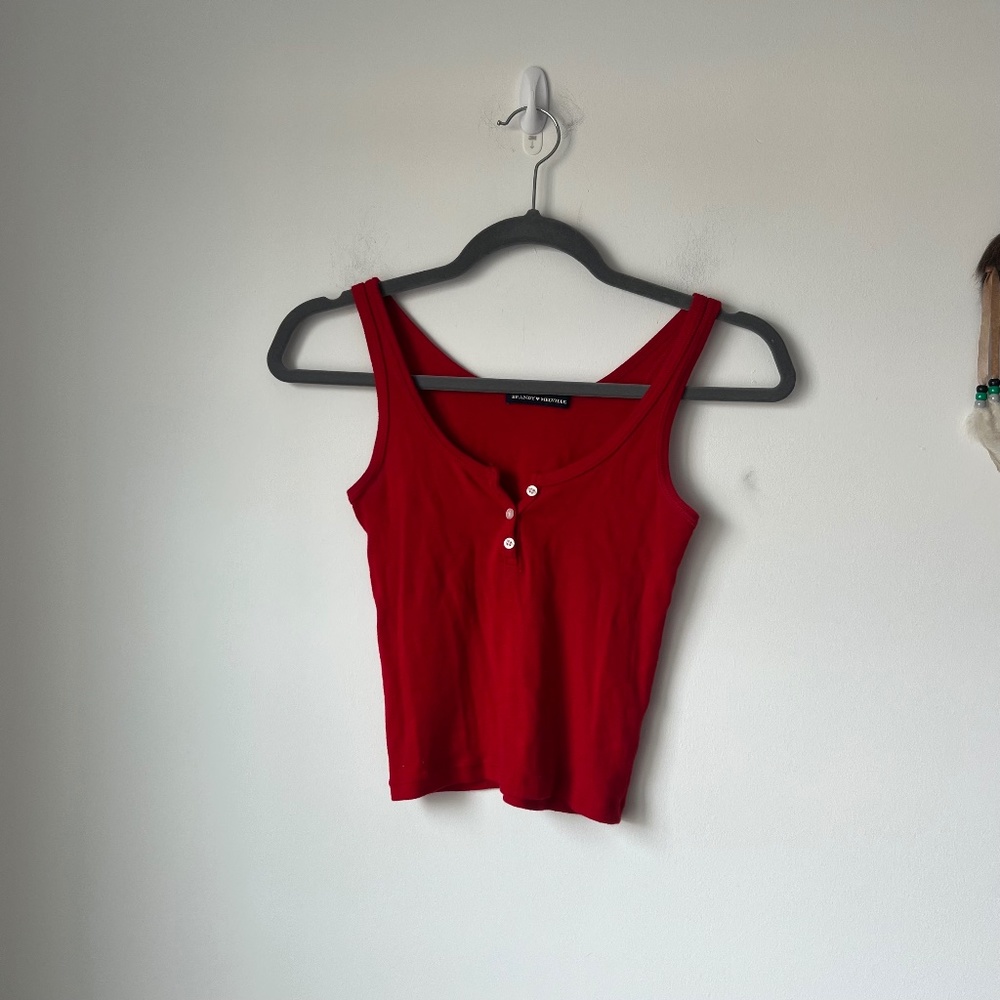 XSOLDX Brandy Melville Red Front Button Tank Top - Picture 1 of 4